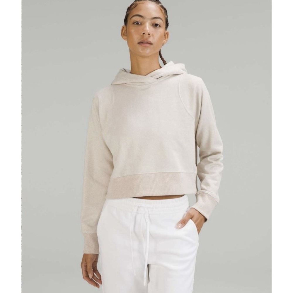 LULULEMON Hoodie Womens Loungeful Spark Gold Tan Metallic Cropped Sweatshirt 0